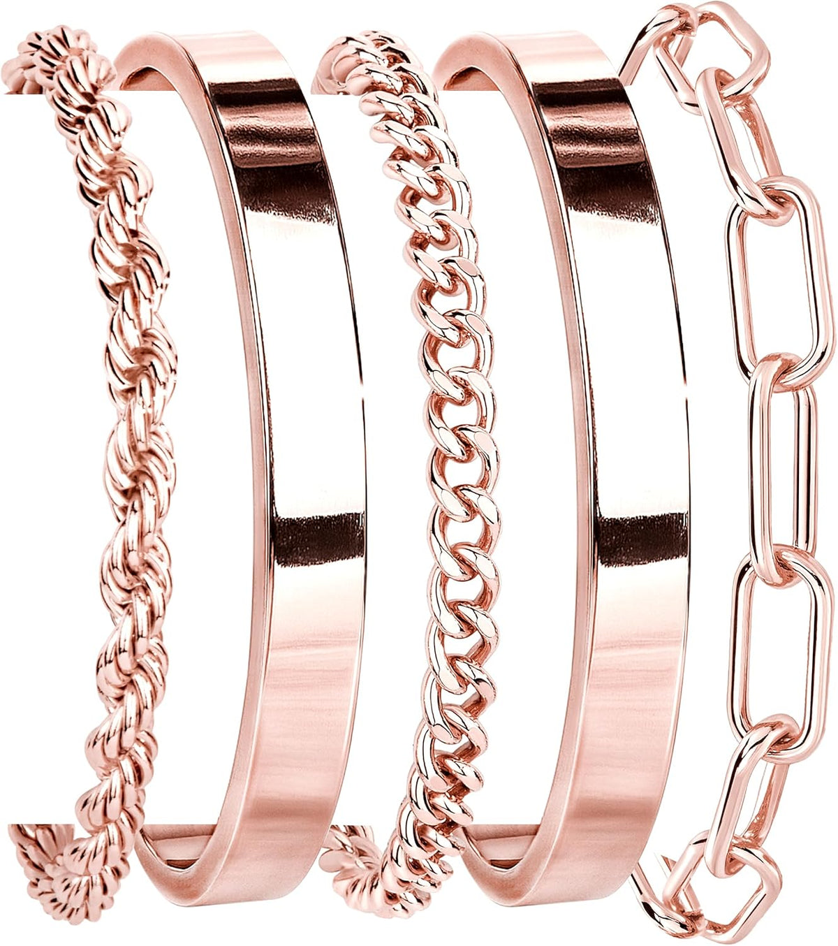 Gokeey Gold Bracelets Set for Women Non Tarnish, Waterproof 14K Gold Plated Sterling Silver Chunky Cuff Bracelet Stackable Gold Bangles Bracelet for Women Trendy Fashion Accessories Tie Knot Cuban Rope Paperclip Beaded Bracelet Stack Jewelry Mothers Day G