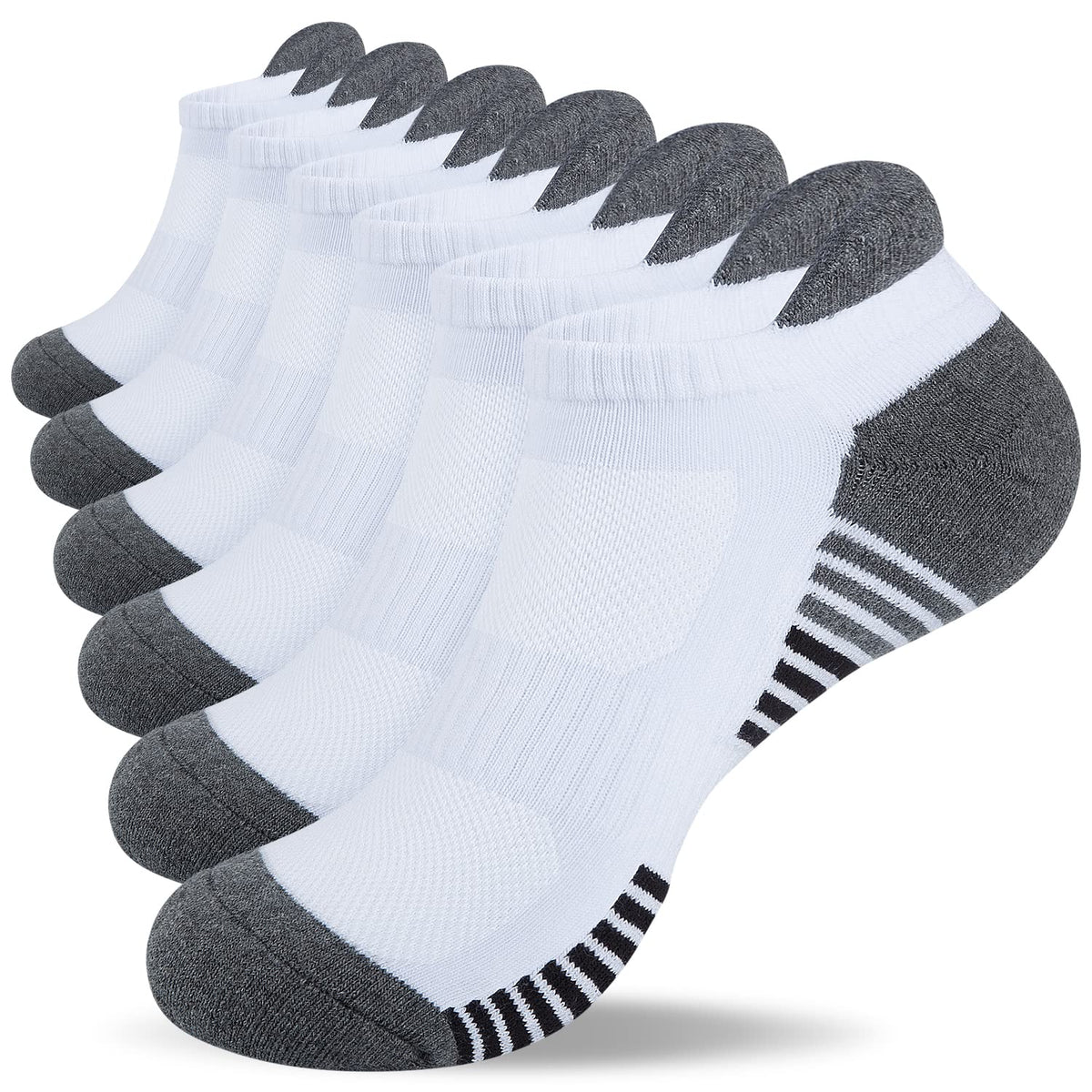 Lapulas Athletic Running Ankle Socks, Low Cut Cushioned Anti-Blister Tab Sports Socks Men Women 6Pairs