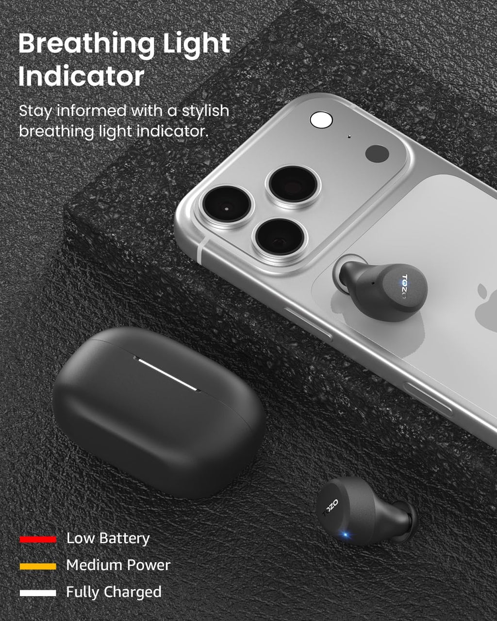 TOZO A1 Wireless Earbuds Bluetooth 5.3 Light Weight in Ear Headphones