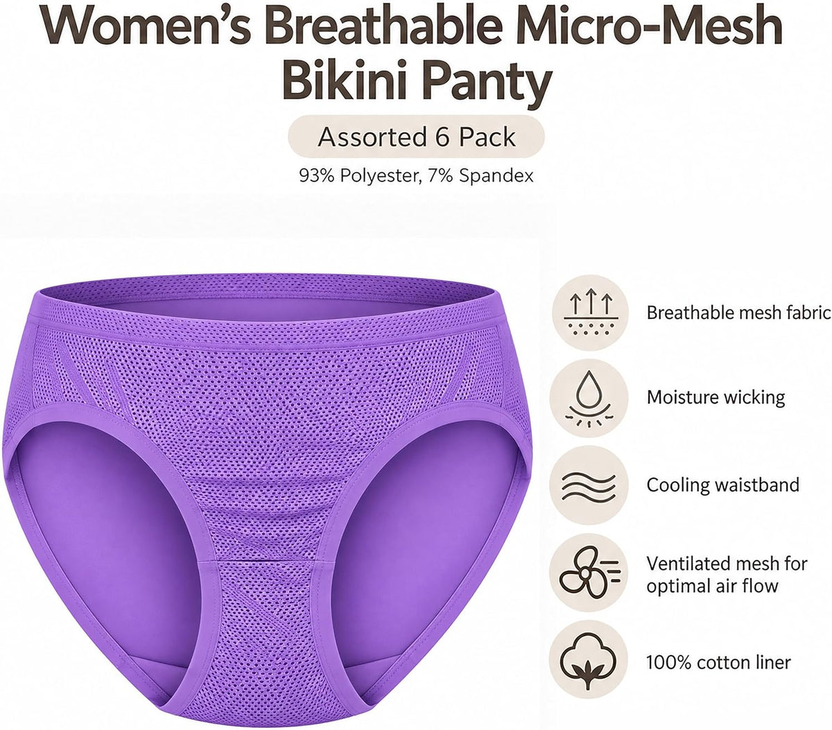 Fruit of the Loom womens Breathable Underwear, Moisture Wicking Keeps You Cool & Comfortable, Available in Plus Size