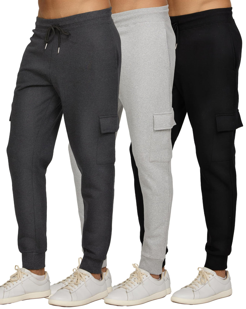 PURE CHAMP Sweatpants for Men 3 Pack Fleece Athletic Workout Joggers Mens Sweatpants with Zipper Pockets Size S-3XL