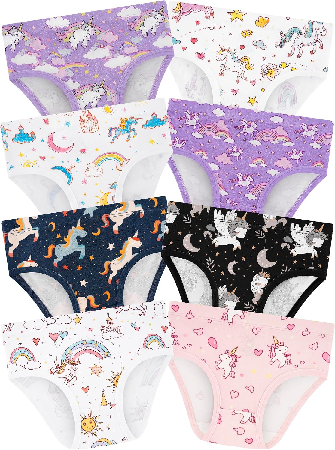 Girls Underwear, Soft Cotton Tagless Breathable Panties, 8-Pack, 18M-12Y