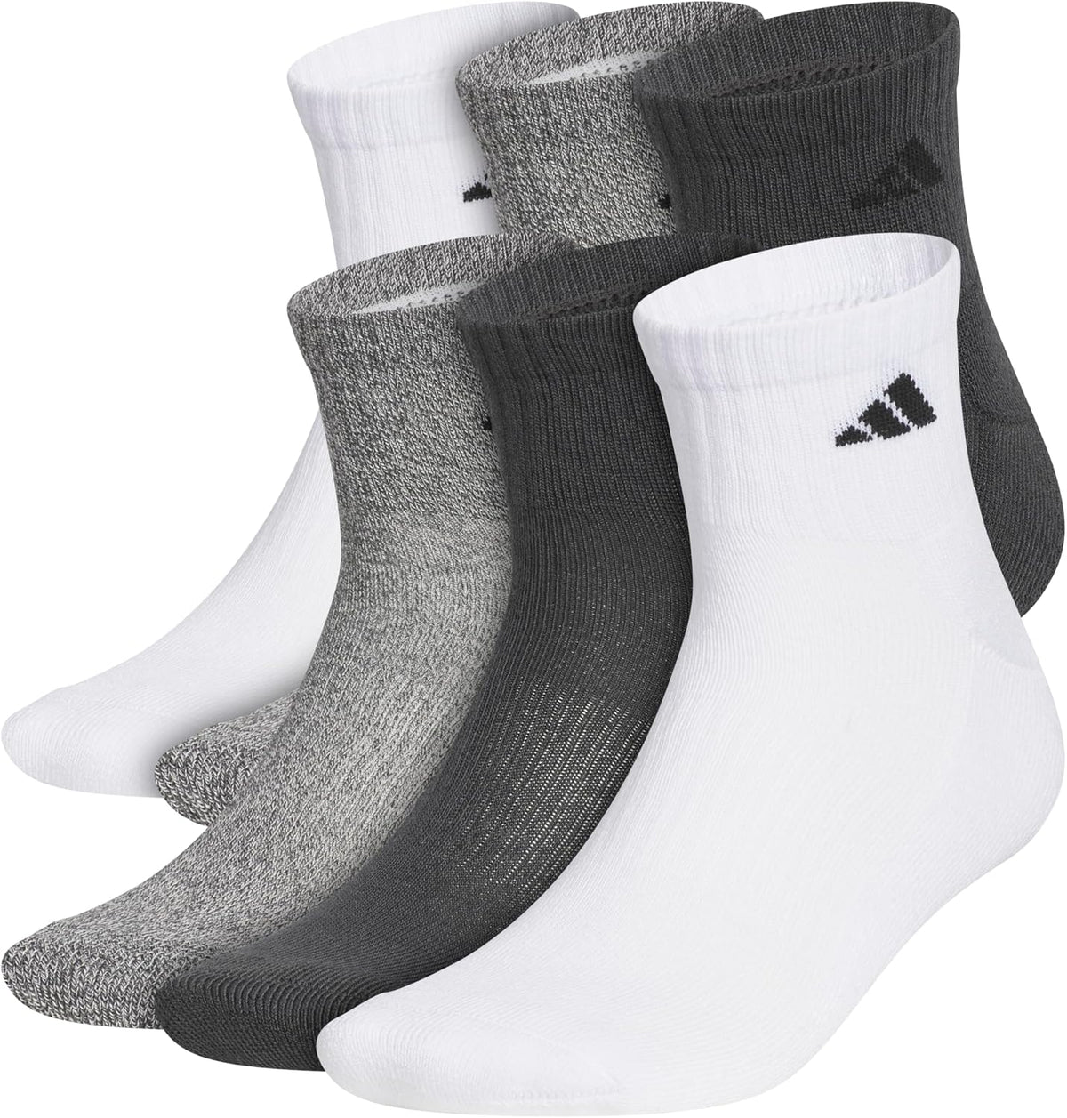 adidas Men's Athletic Cushioned Quarter Ankle Socks 6 Pairs
