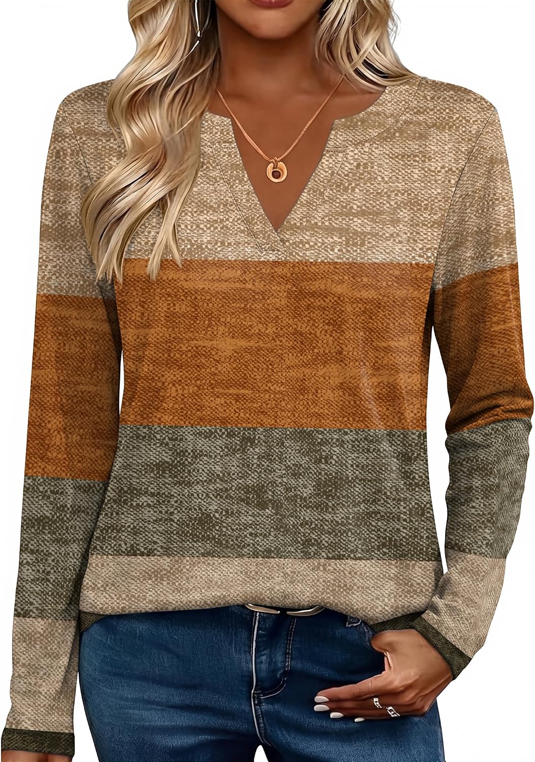 Zeagoo Womens Tops Long Sleeve V Neck Tee Shirts Cute Dressy Casual