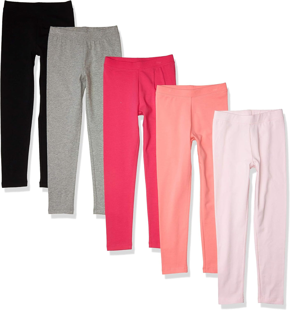 Amazon Essentials Girls' Cotton Stretch Leggings, Multipacks
