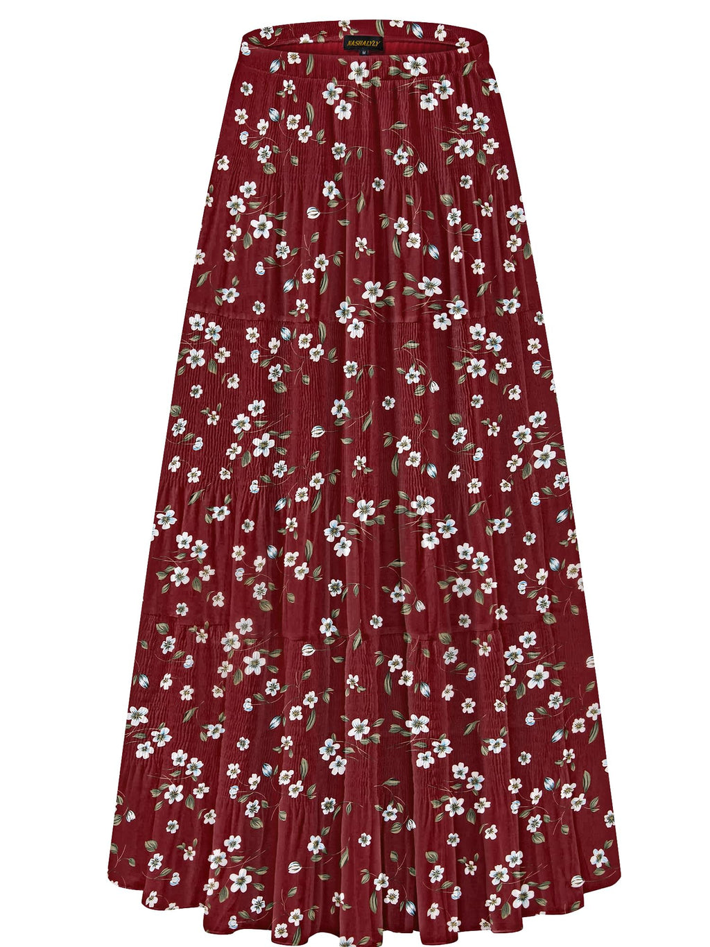 NASHALYLY Women's Chiffon Elastic High Waist Pleated A-Line Maxi Skirts