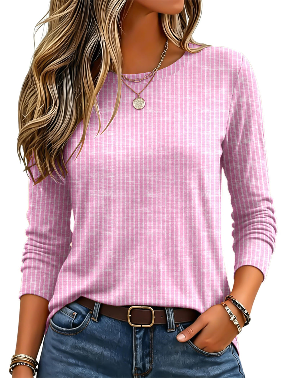 Zeagoo Women's Casual Shirts Long Sleeve Tops Crewneck Tshirts Fall Clothes