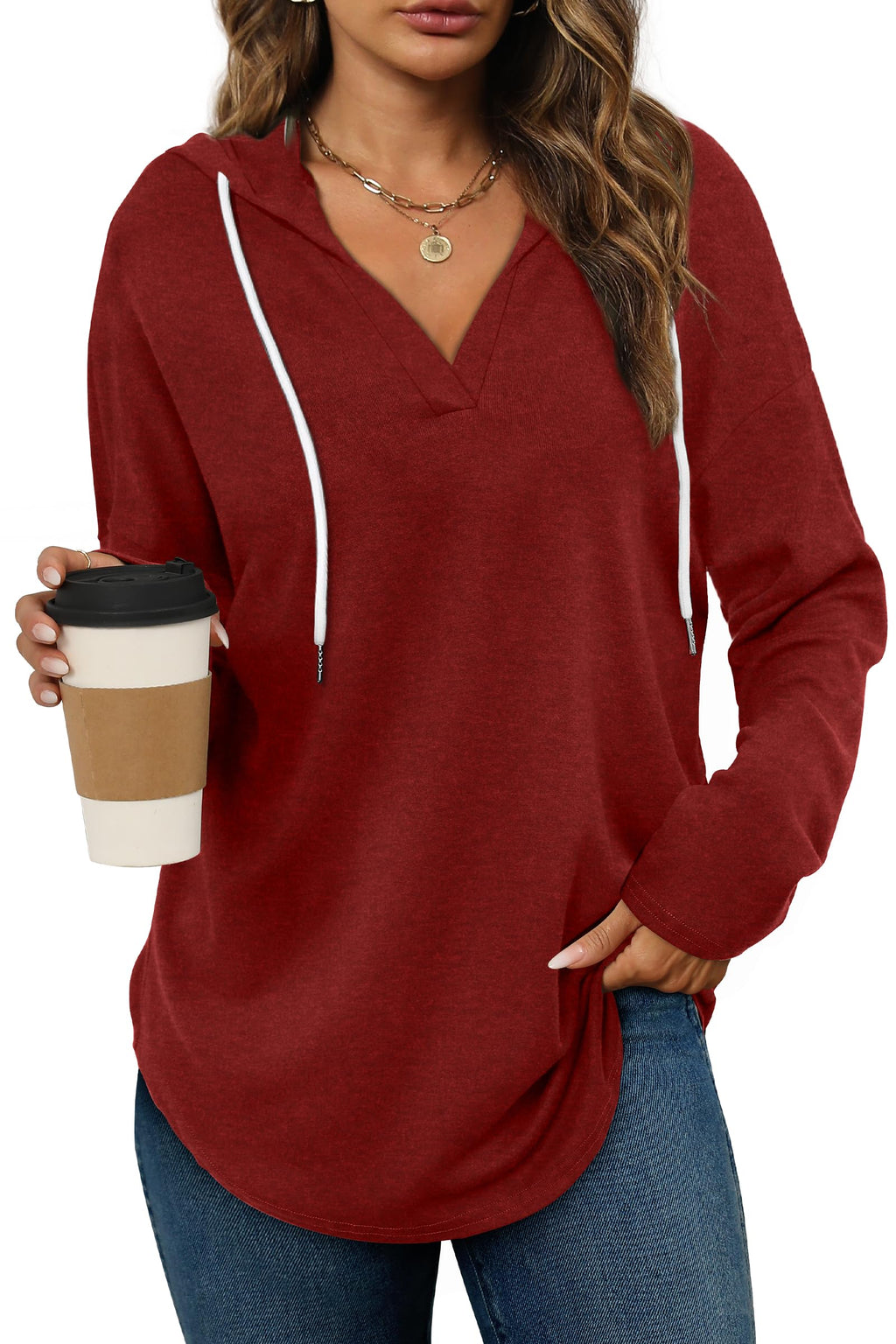 Bofell Womens Fashion Tops Hoodies for Women Pullover Oversized Sweatshirts Long SLeeve Shirts Loose Fit