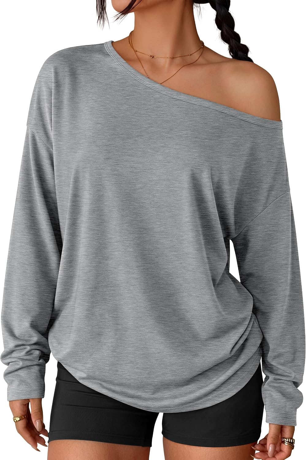 Trendy Queen Womens Off The Shoulder Oversized Tops