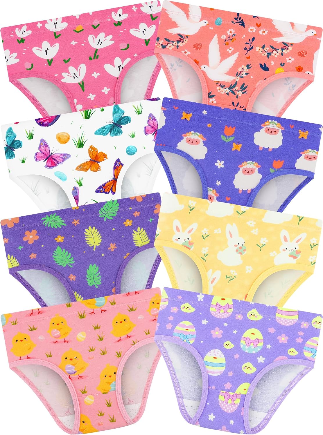 Girls Underwear, Soft Cotton Tagless Breathable Panties, 8-Pack, 18M-12Y