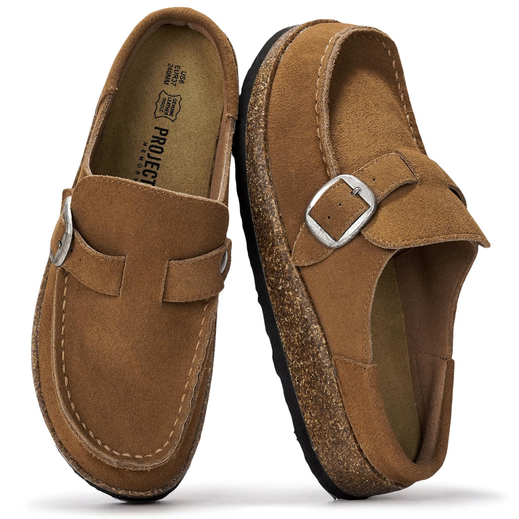 Project Cloud 100% Genuine Leather Moccasin Clogs for Women Fall Shoes