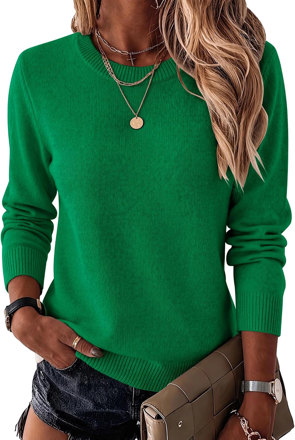 Zeagoo Womens Wool Blend Sweater Crewneck Long Sleeve Tops Fashion Clothing