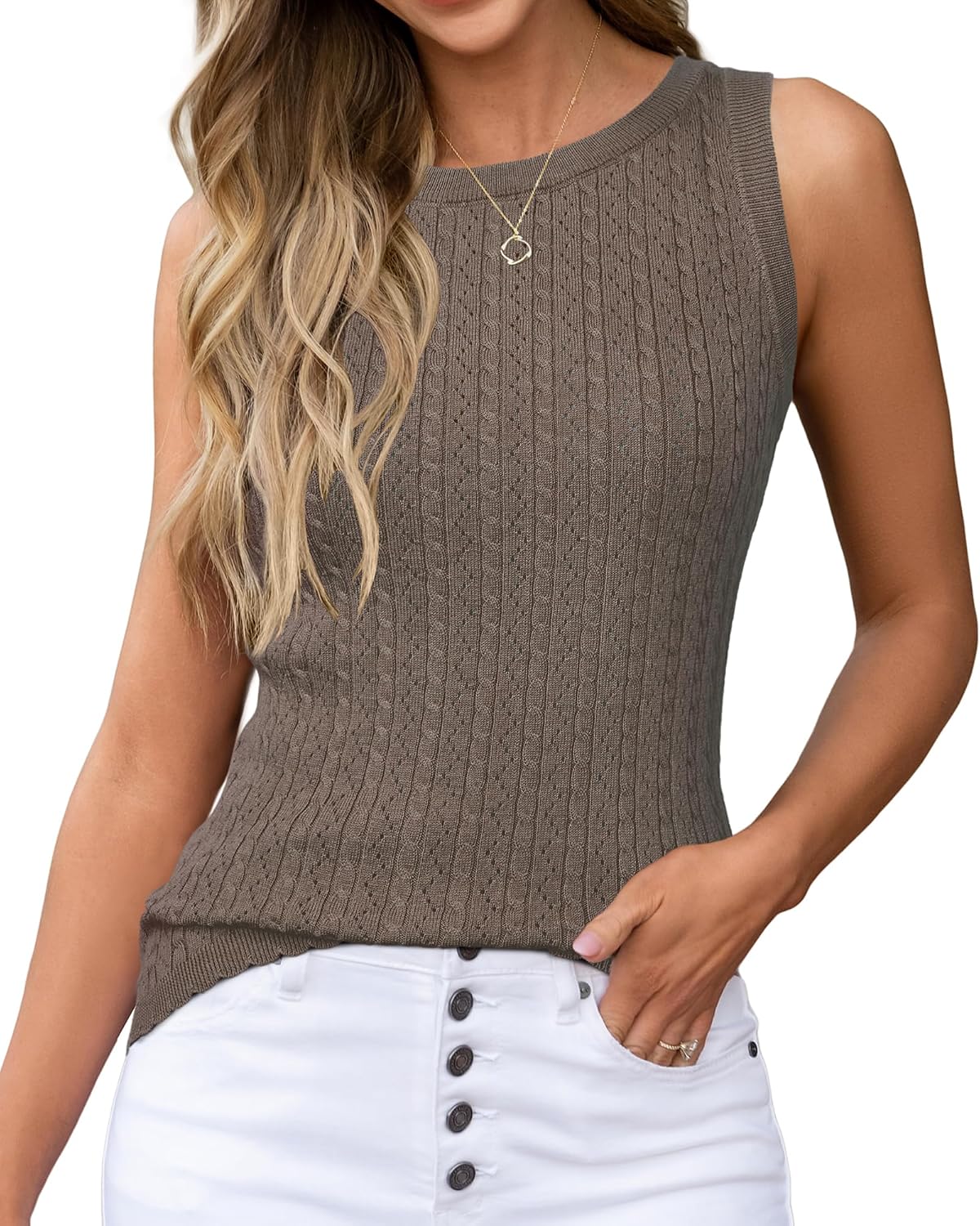 Arach&Cloz Women's Wool Blend Sleeveless All Season Business Casual Tank