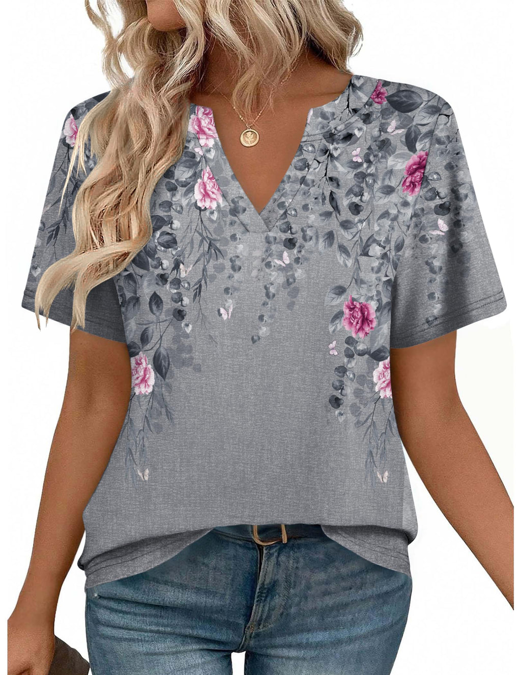 Zeagoo Womens Tops Short Sleeve V Neck Tee Shirts Cute Dressy Casual