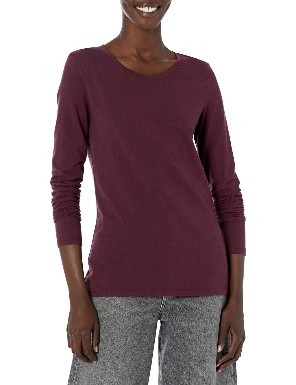 Amazon Essentials Women's Regular-Fit Long-Sleeve Crewneck T-Shirt (Available in Plus Size)