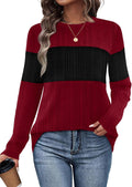 WIHOLL Womens Sweaters Trendy Color Block Tops Long Sleeve Shirts Fall Outfits Early Fall Fashion 2026 Winter Clothing