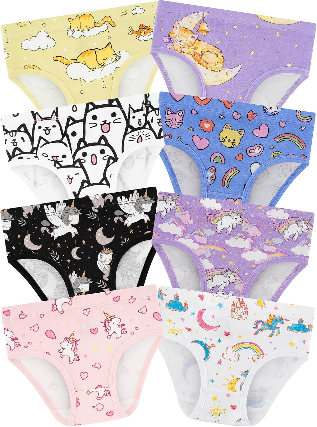 Girls Underwear, Soft Cotton Tagless Breathable Panties, 8-Pack, 18M-12Y