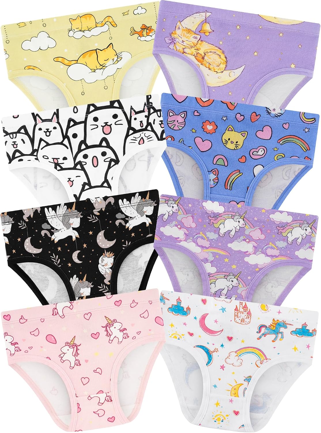Girls Underwear, Soft Cotton Tagless Breathable Panties, 8-Pack, 18M-12Y