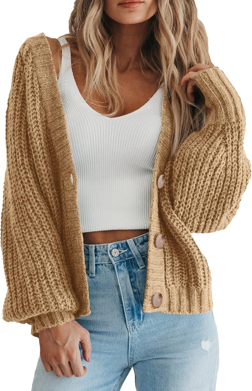PRETTYGARDEN Women's Chunky Knit Open Front Cardigan Sweaters Fall Outfits