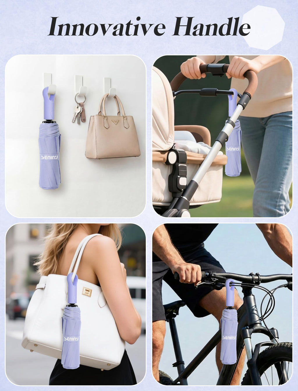 Seniny Windproof Travel Umbrella, Automatic Umbrellas for Rain, Portable & Compact Umbrellas for Backpack, Strong UV for Protection, Folding Small Sun Umbrella for Car, Walking