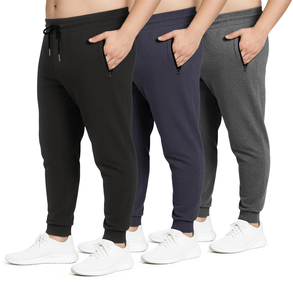 PURE CHAMP Sweatpants for Men 3 Pack Fleece Athletic Workout Joggers Mens Sweatpants with Zipper Pockets Size S-3XL
