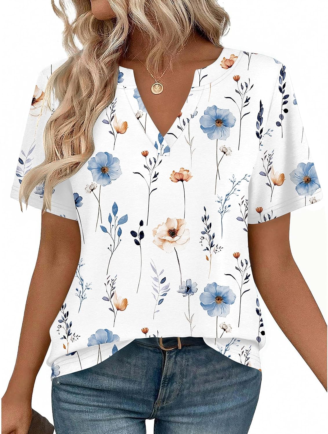Zeagoo Womens Tops Short Sleeve V Neck Tee Shirts Cute Dressy Casual
