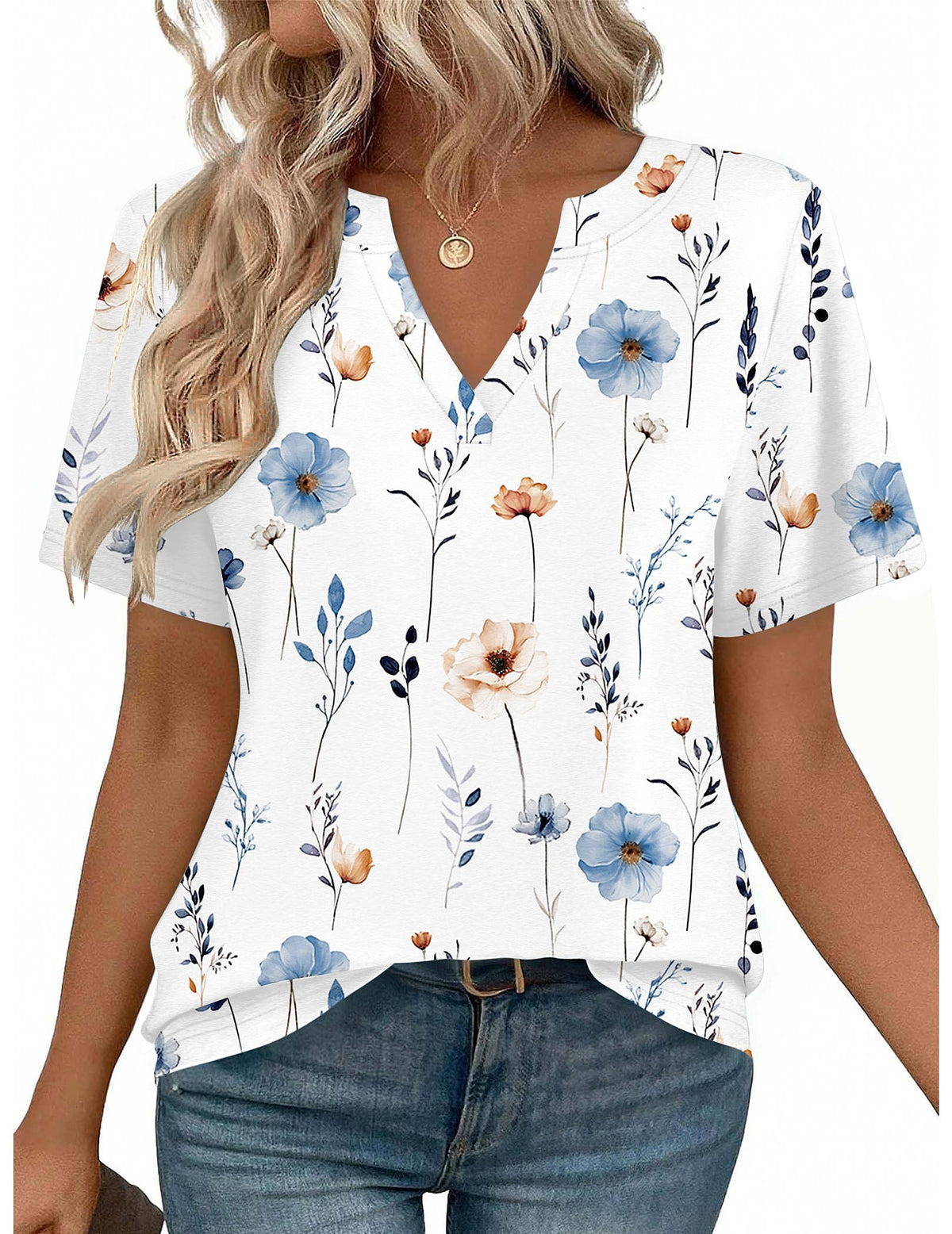 Zeagoo Womens Tops Short Sleeve V Neck Tee Shirts Cute Dressy Casual