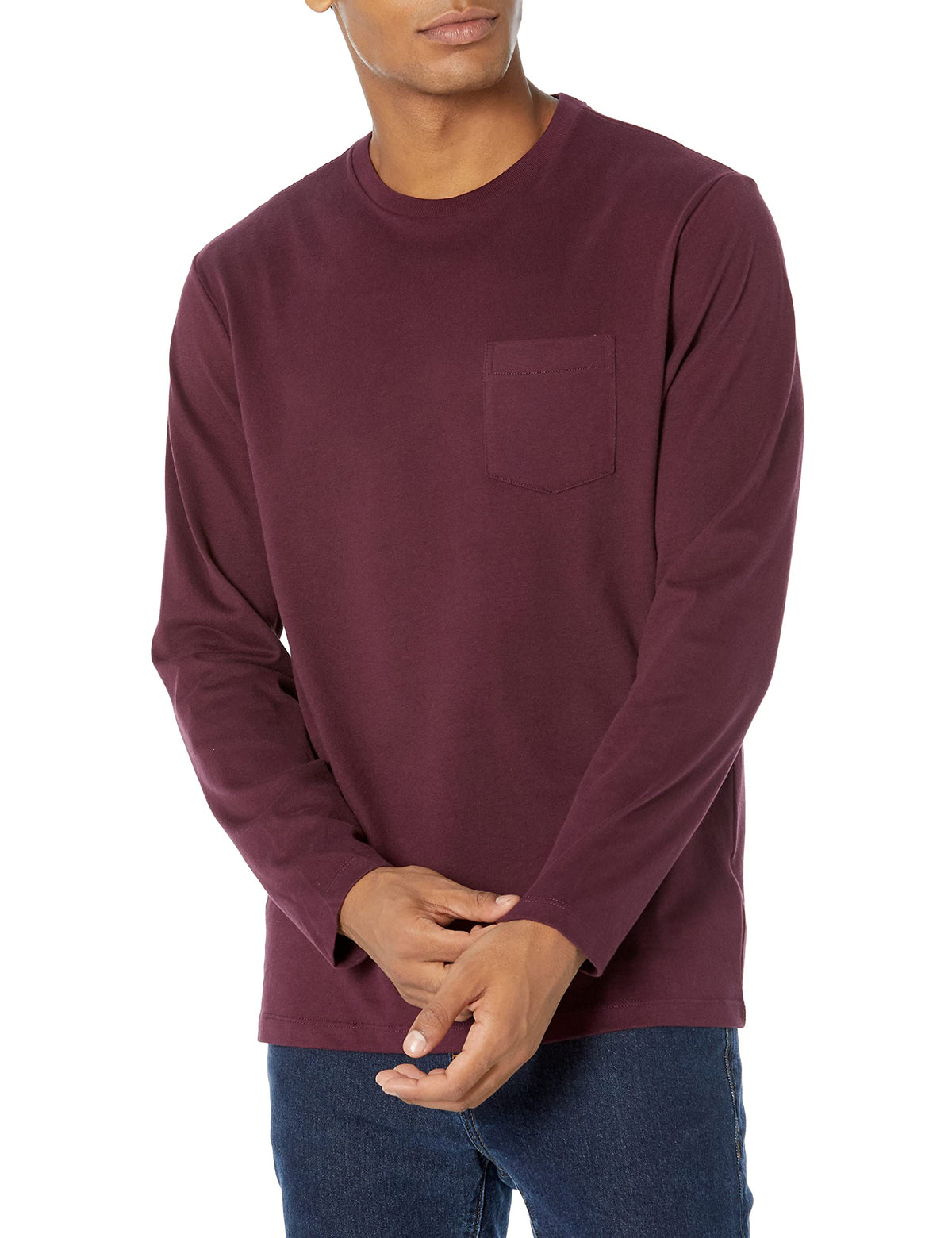 Amazon Essentials Men's Regular-Fit Crewneck Long-Sleeve T-Shirt, Casual Cotton Jersey