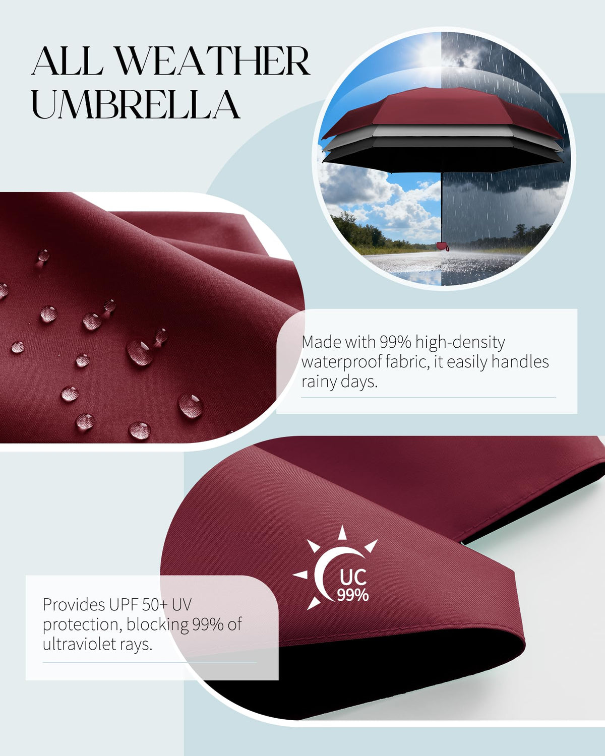 Seniny Mini Travel Umbrella with Case, Compact Pocket Size UV Sun & Rain