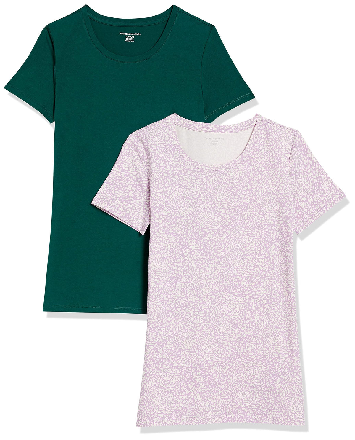 Amazon Essentials Women's Regular-Fit Short-Sleeve Crewneck T-Shirt, Cotton Modal Blend, Pack of 2