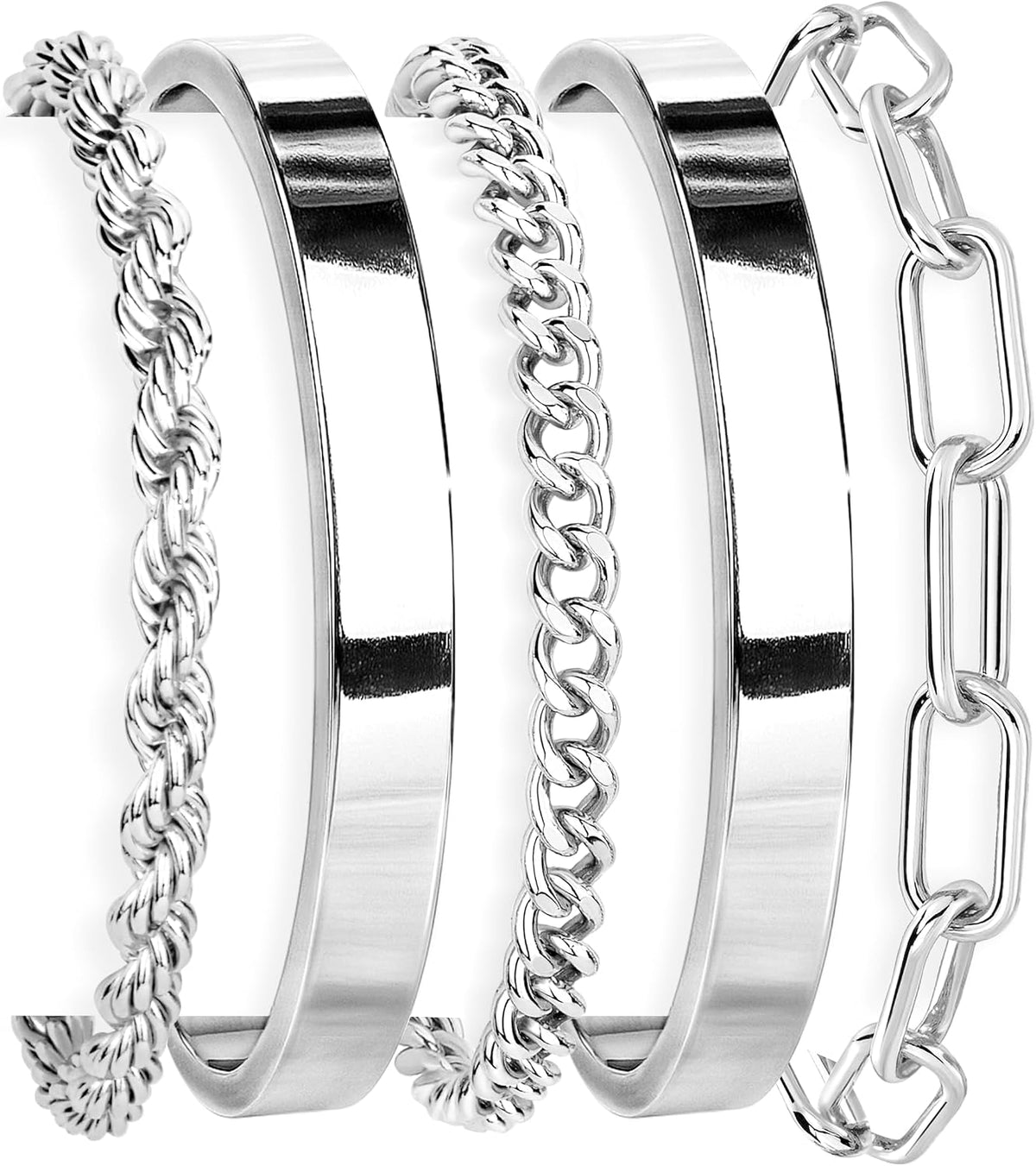 Gokeey Gold Bracelets Set for Women Non Tarnish, Waterproof 14K Gold Plated Sterling Silver Chunky Cuff Bracelet Stackable Gold Bangles Bracelet for Women Trendy Fashion Accessories Tie Knot Cuban Rope Paperclip Beaded Bracelet Stack Jewelry Mothers Day G