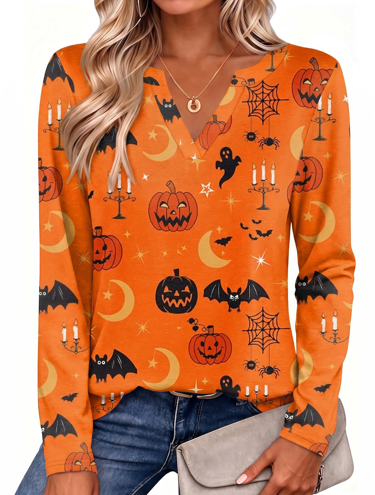Zeagoo Womens Tops Long Sleeve V Neck Tee Shirts Cute Dressy Casual