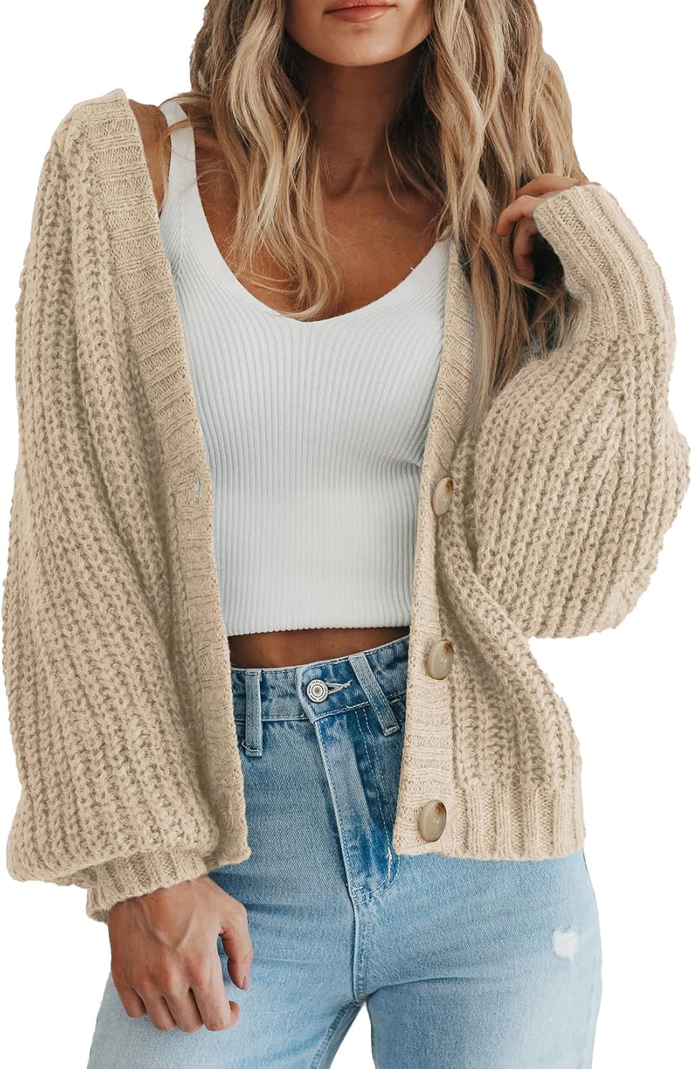 PRETTYGARDEN Women's Chunky Knit Open Front Cardigan Sweaters Fall Outfits