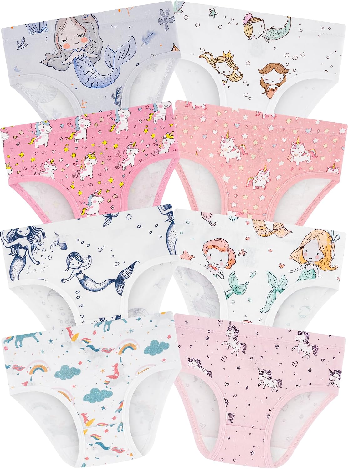 Girls Underwear, Soft Cotton Tagless Breathable Panties, 8-Pack, 18M-12Y
