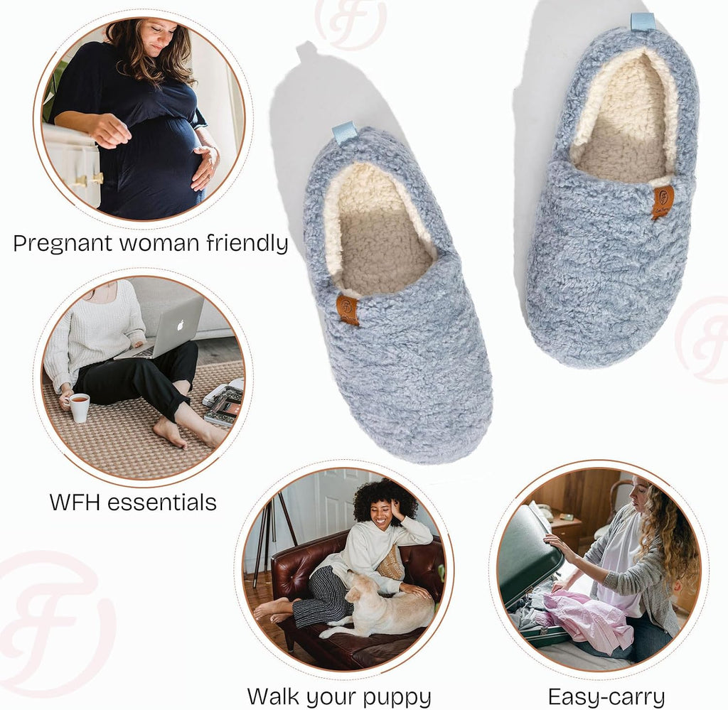 EverFoams Women’s Soft Curly Slippers Memory Foam Lightweight House Shoes