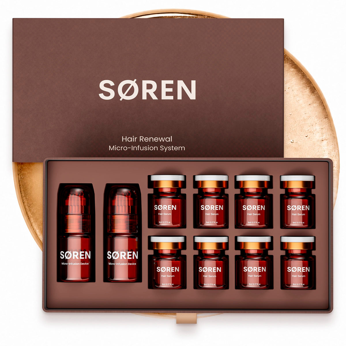 SØREN Micro Infusion Hair Renewal System by SOREN - Saw Palmetto & Peptide Scalp Treatment Kit | Supports Fuller, Thicker-Looking Hair | Gold Microinfuse Applicator (3 Month Supply)