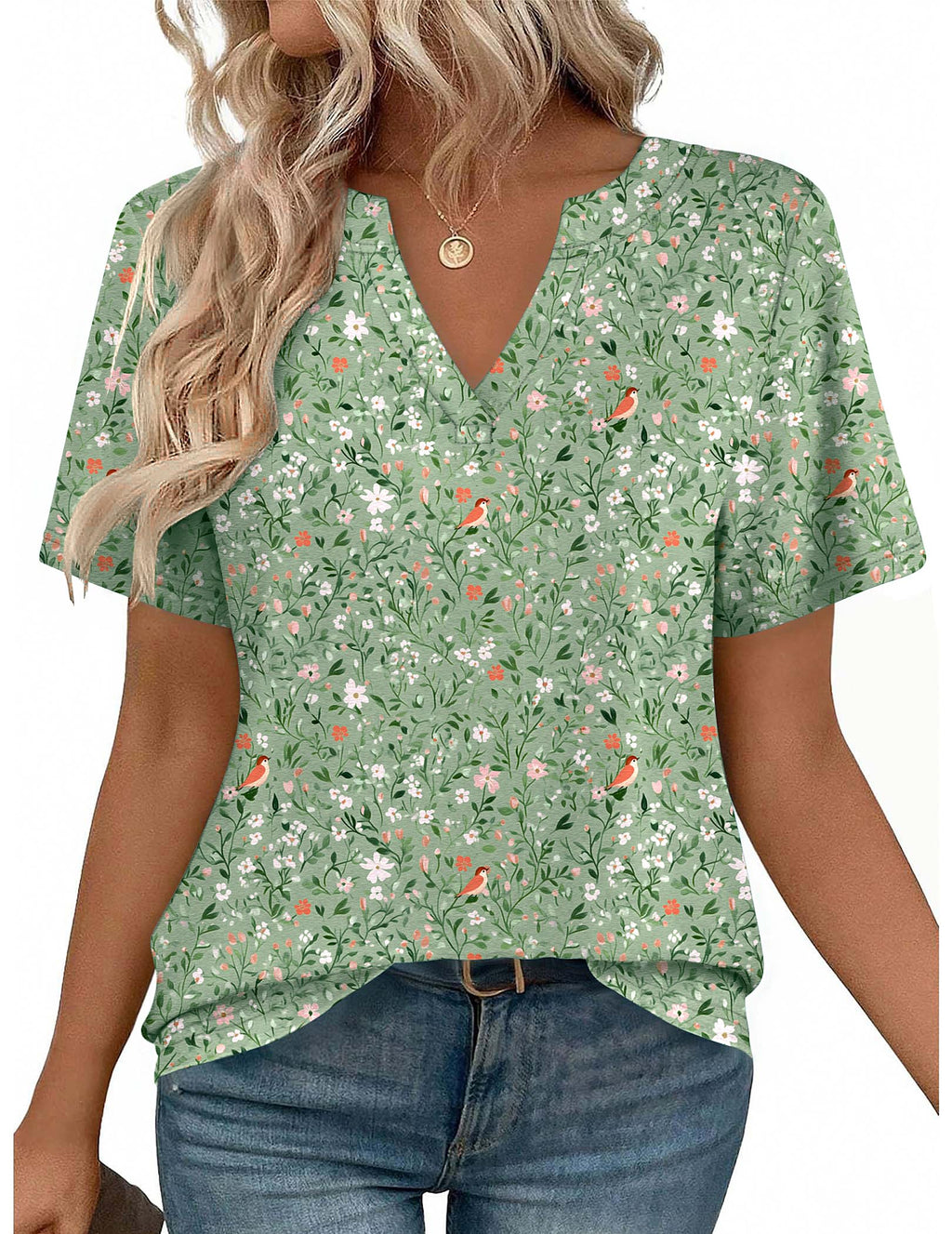 Zeagoo Womens Tops Short Sleeve V Neck Tee Shirts Cute Dressy Casual