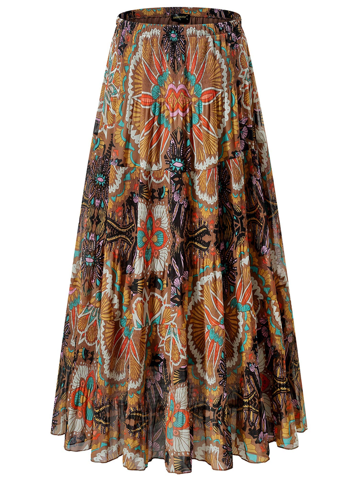 NASHALYLY Women's Chiffon Elastic High Waist Pleated A-Line Maxi Skirts