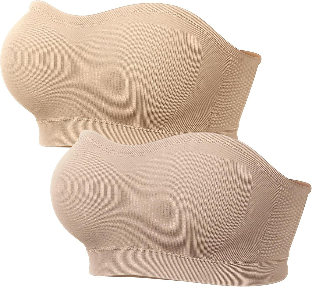 LetsJoli Strapless Bras for Women Push Up Bandeau Wireless Tube Padded Bra