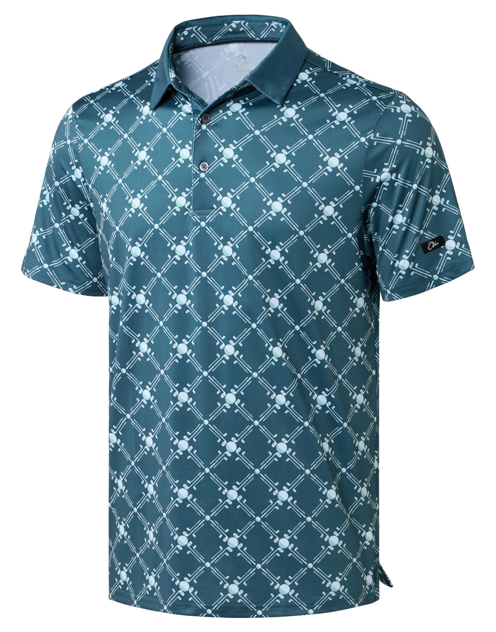 Obla Men's Golf Polo Shirts Print Short Sleeve Dry Fit Collared Shirt