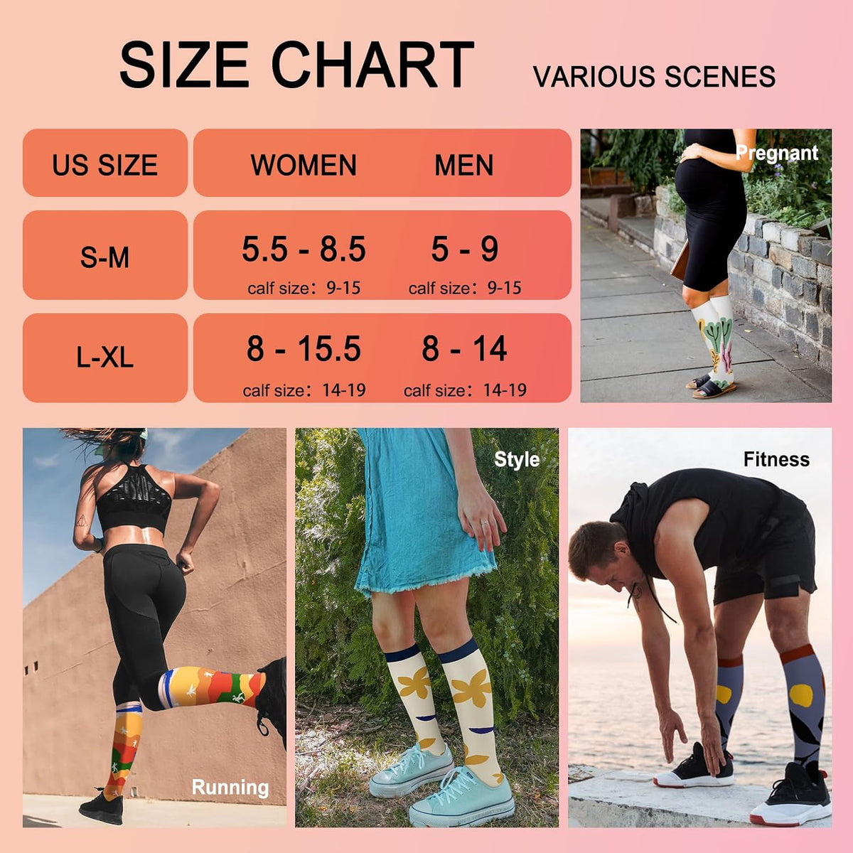 4 Pairs Compression Socks for Women Circulation-Best Support for Nurses,Running,Athletic,Travel
