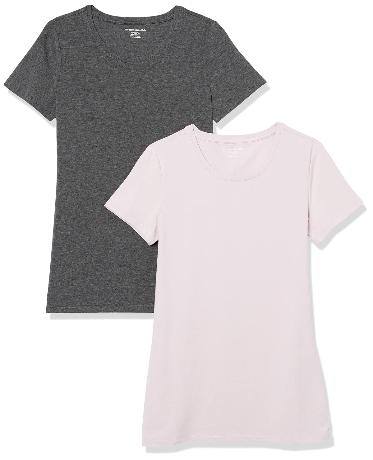Amazon Essentials Women's Regular-Fit Short-Sleeve Crewneck T-Shirt, Cotton Modal Blend, Pack of 2