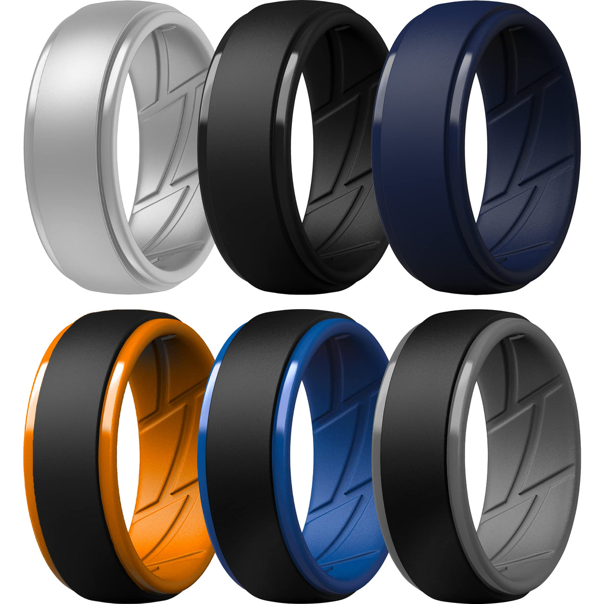 ThunderFit Men's Silicone Rings, Breathable Rubber Bands, 10mm Wide
