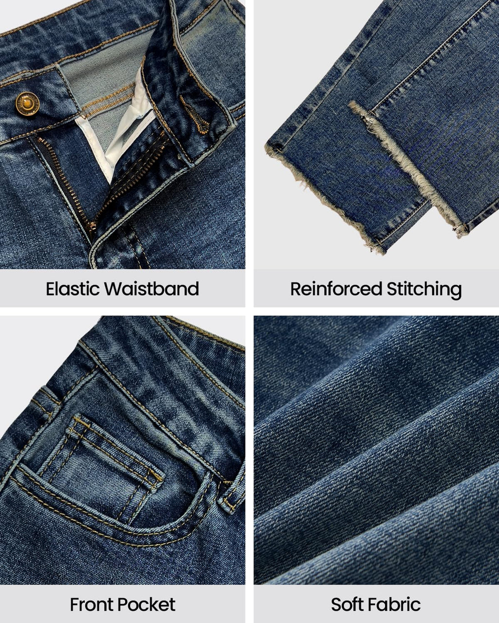 Women's High Waisted Stretchy Straight Leg Jeans Tummy Control Pants