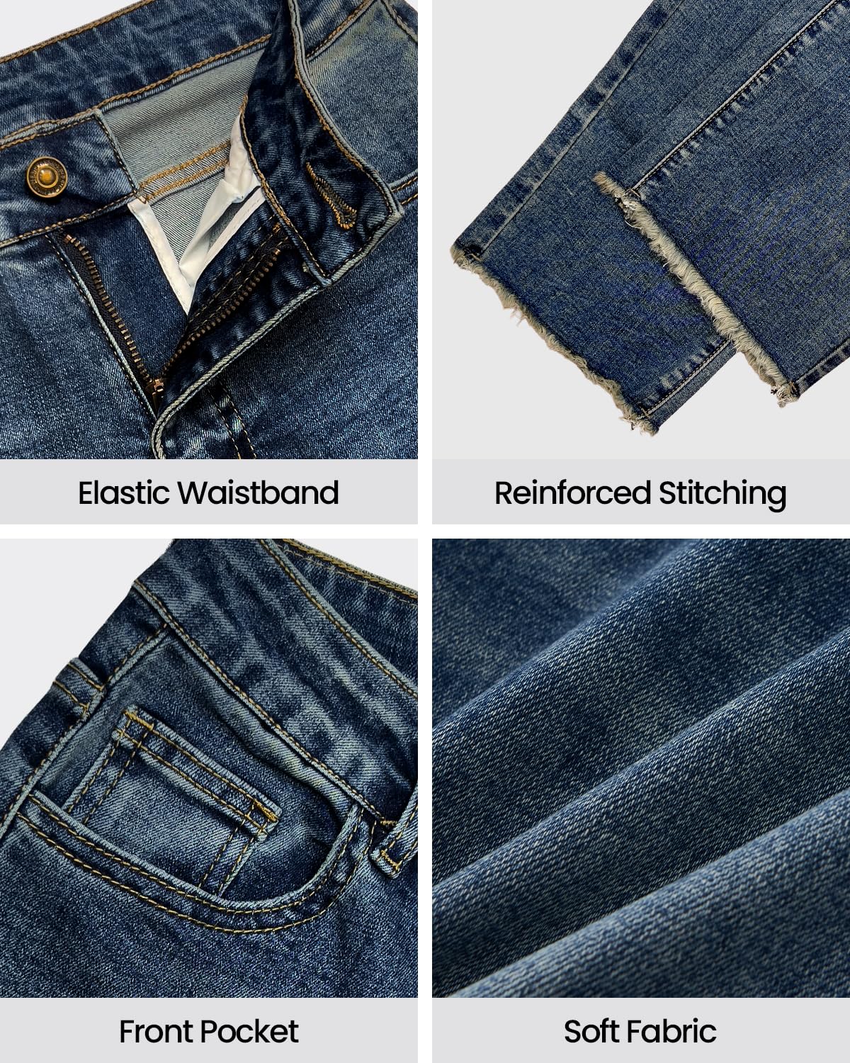 Women's High Waisted Stretchy Straight Leg Jeans Tummy Control Pants