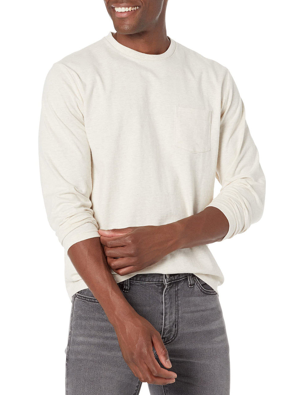 Amazon Essentials Men's Regular-Fit Crewneck Long-Sleeve T-Shirt, Casual Cotton Jersey