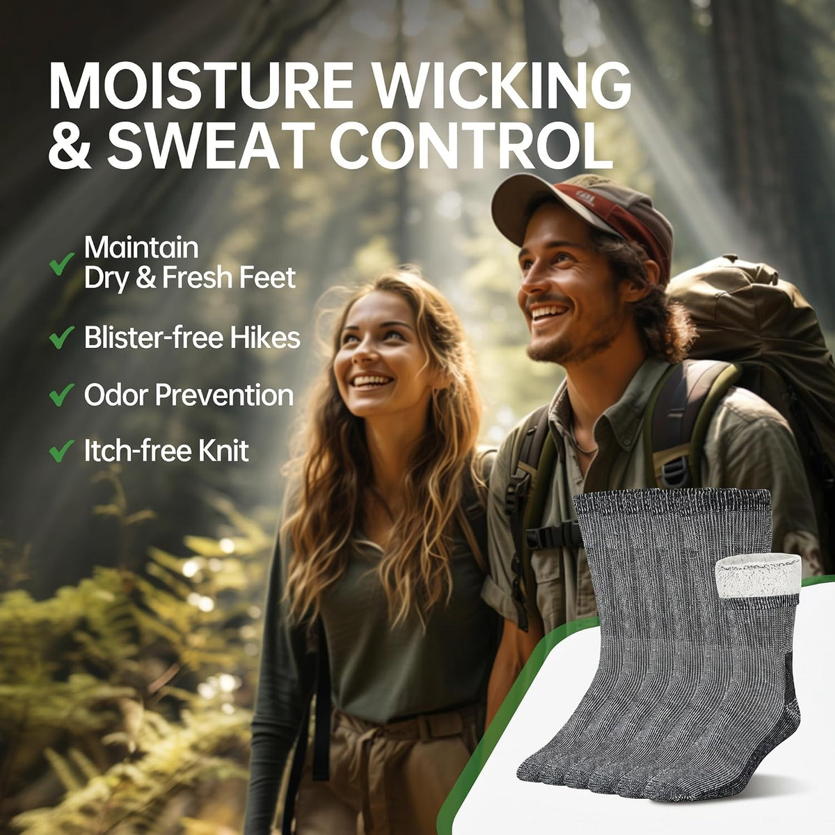 Alvada Mens Merino Wool Crew Socks Thermal and Warm Socks for Winter Work Hiking Running 3 Pairs