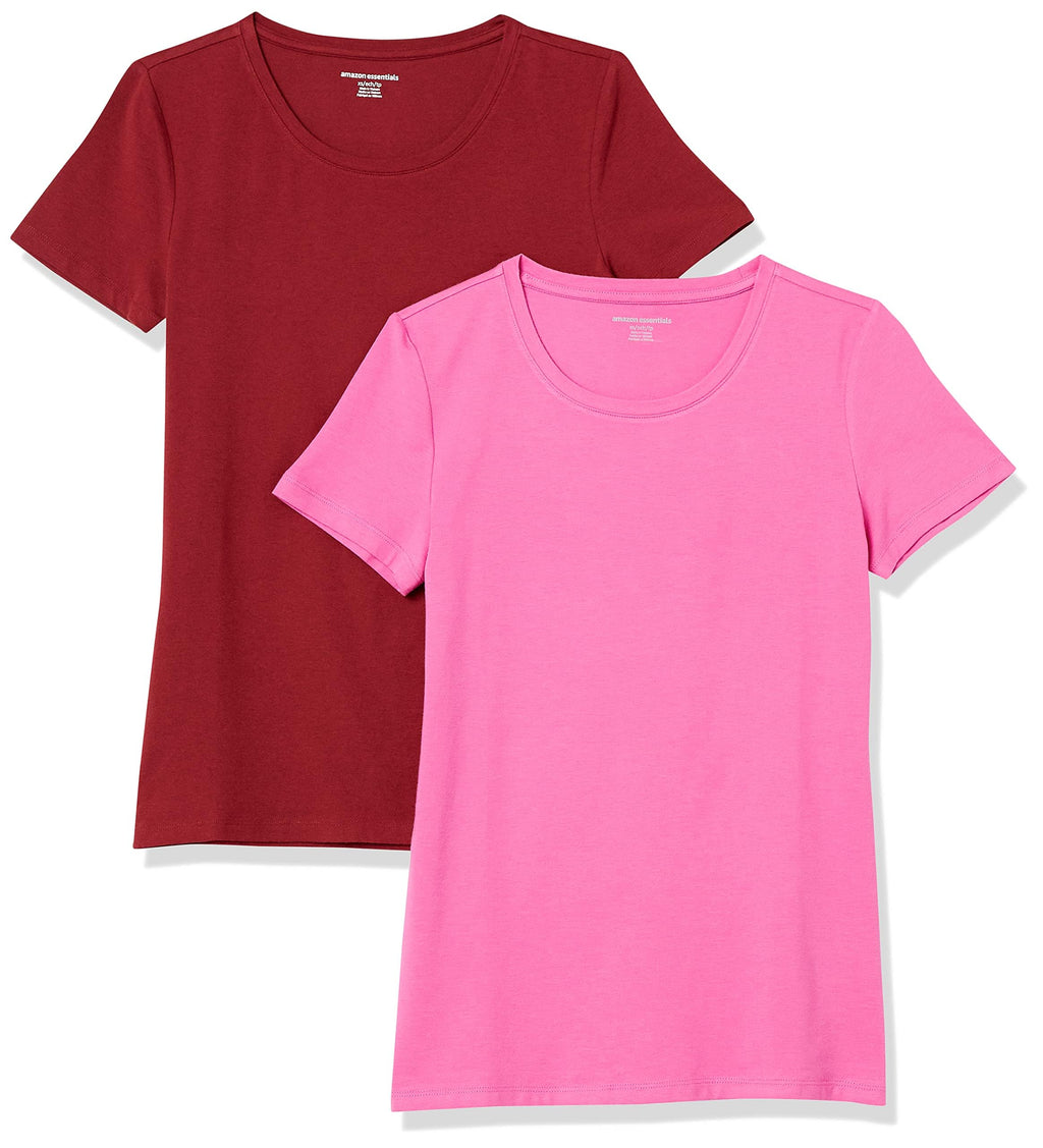 Amazon Essentials Women's Regular-Fit Short-Sleeve Crewneck T-Shirt, Cotton Modal Blend, Pack of 2