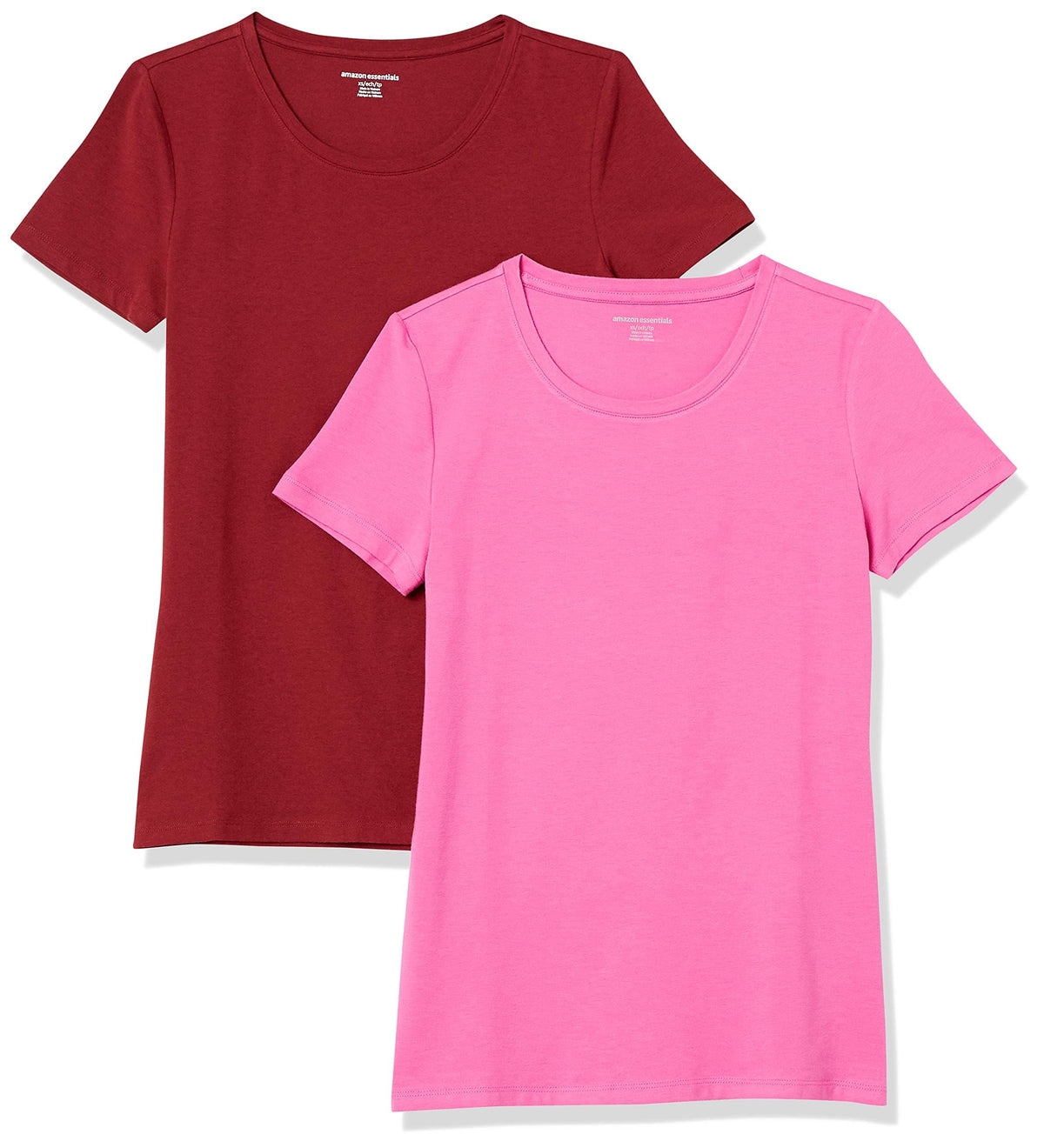 Amazon Essentials Women's Regular-Fit Short-Sleeve Crewneck T-Shirt, Cotton Modal Blend, Pack of 2