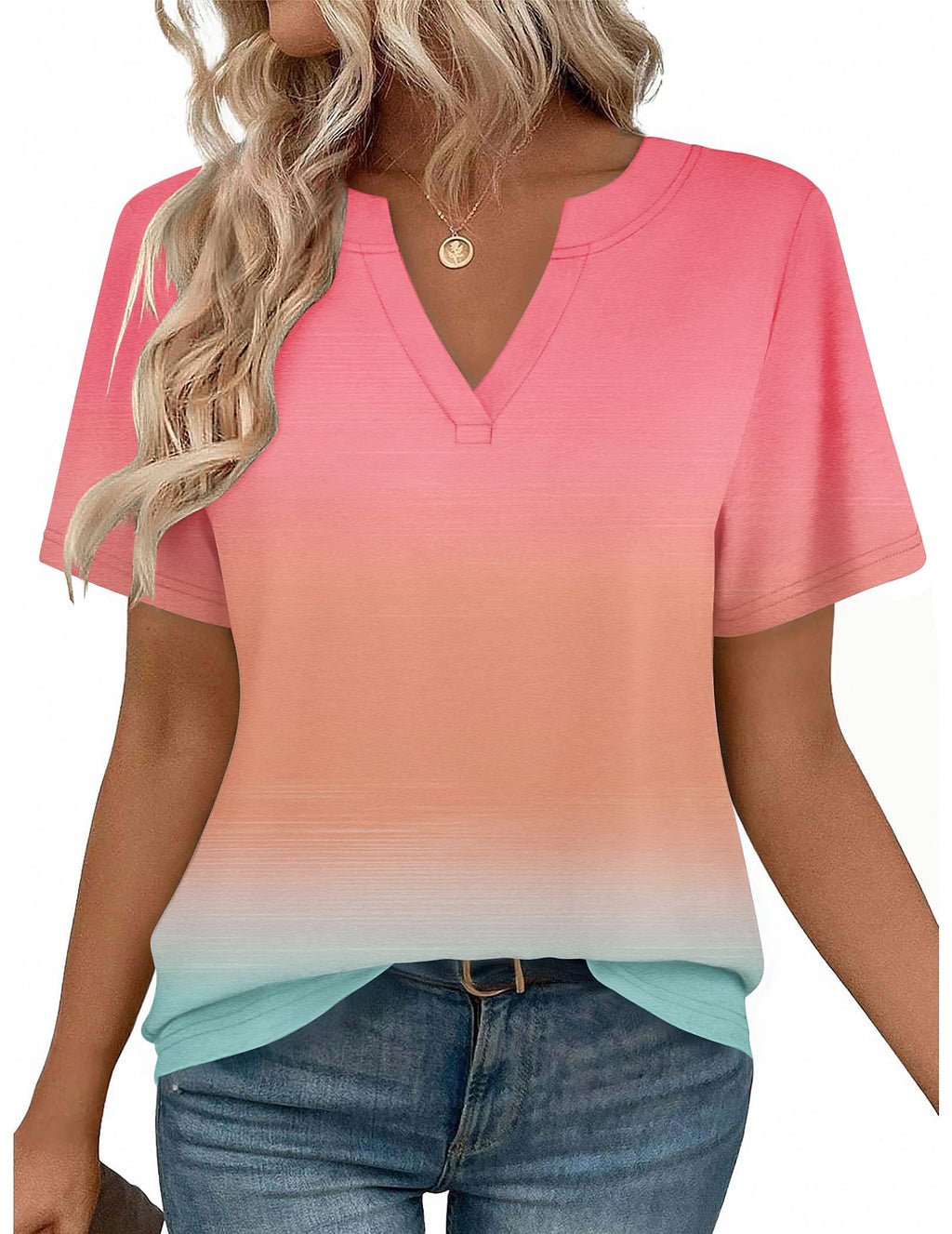 Zeagoo Womens Tops Short Sleeve V Neck Tee Shirts Cute Dressy Casual